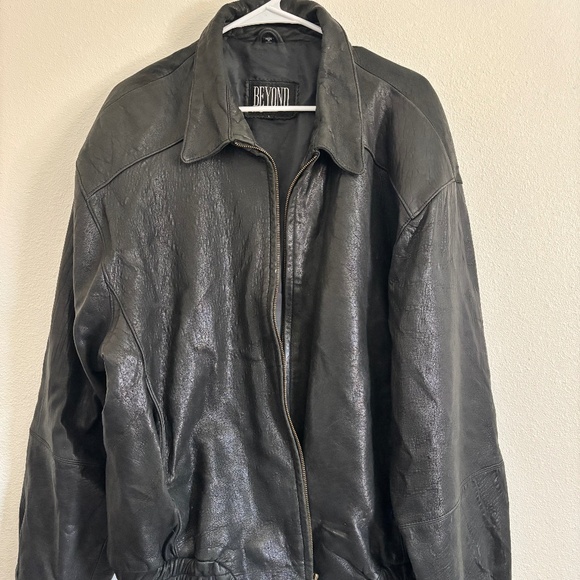 Vintage GENUINE LEATHER - “Beyond Leather” Bomber Jacket - Picture 1 of 5